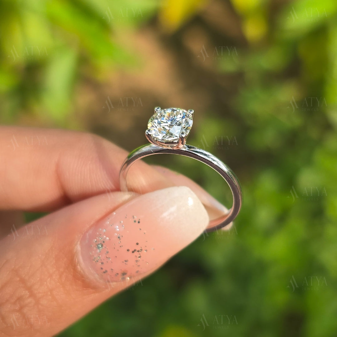 1.50 CT Round Cut Solitaire Engagement Ring Simple Proposel Ring Minimalist Ring For Gift