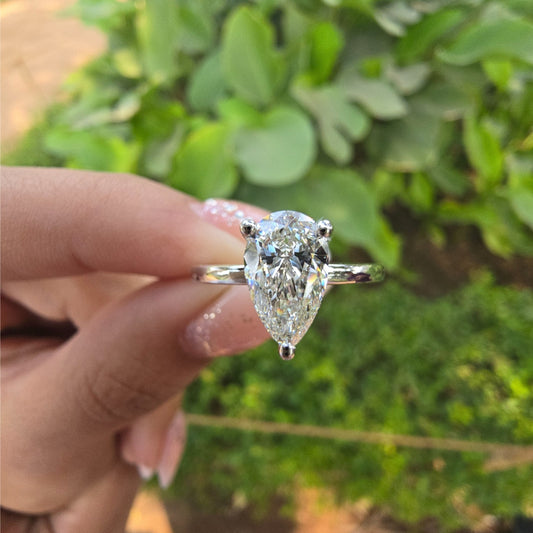 1.25 CT Pear Cut Moissanite Engagement Ring Dainty Ring Daily Wear Ring Gift Ring For Her