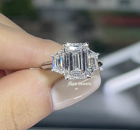 2.50 CT Emerald Cut Lab Grown Diamond Engagement Ring
