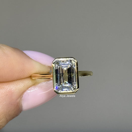 2.50 CT Emerald Cut Lab Grown Diamond  Engagement Ring