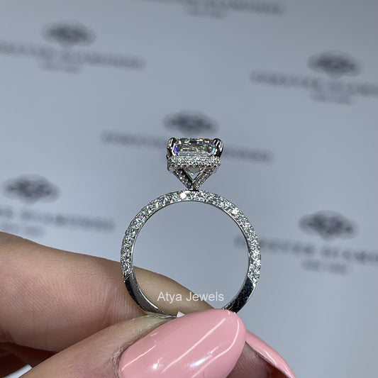 3.50 CT Emerald Cut Lab Grown Diamond  Engagement Ring