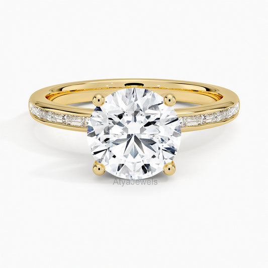 2.00 CT Round Cut Bezel Set Lab Grown Diamond Ring For Women