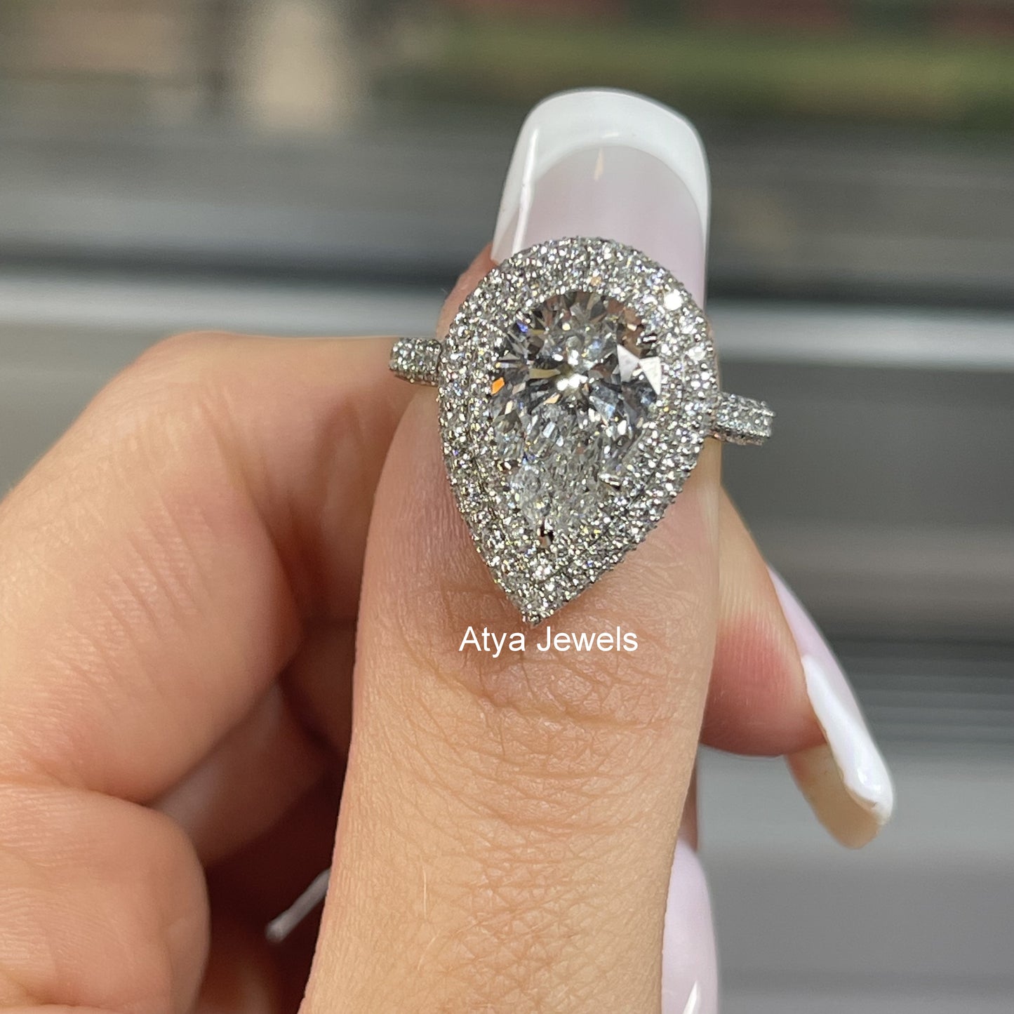 3.00 CT Pear Cut Lab Grown Diamond Engagement Ring