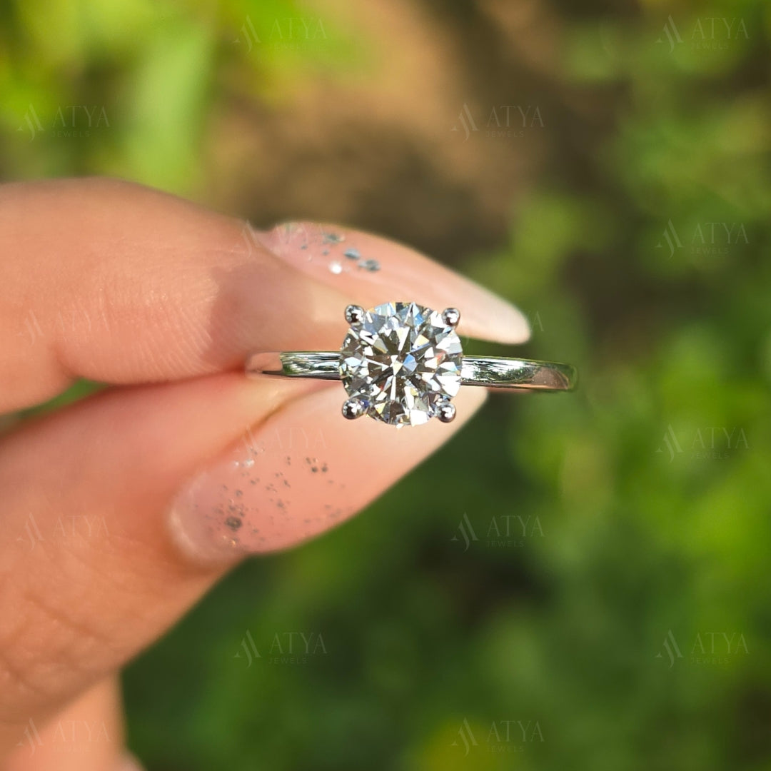 1.50 CT Round Cut Solitaire Engagement Ring Simple Proposel Ring Minimalist Ring For Gift