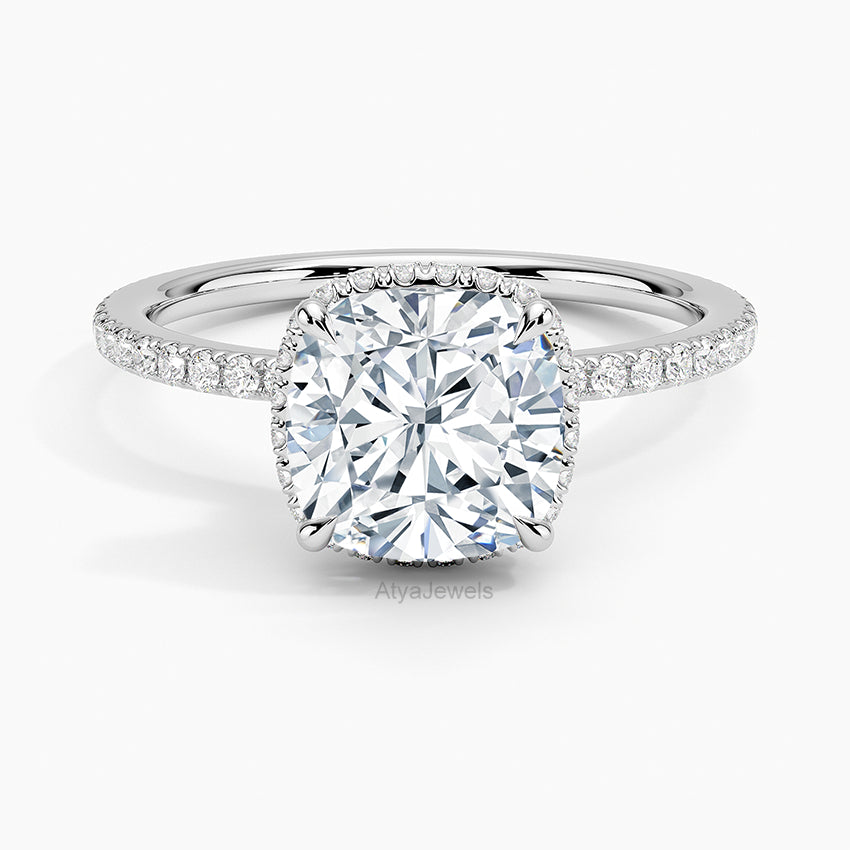 2.00 CT Cushion Cut Lab Grown Diamond Engagement Ring