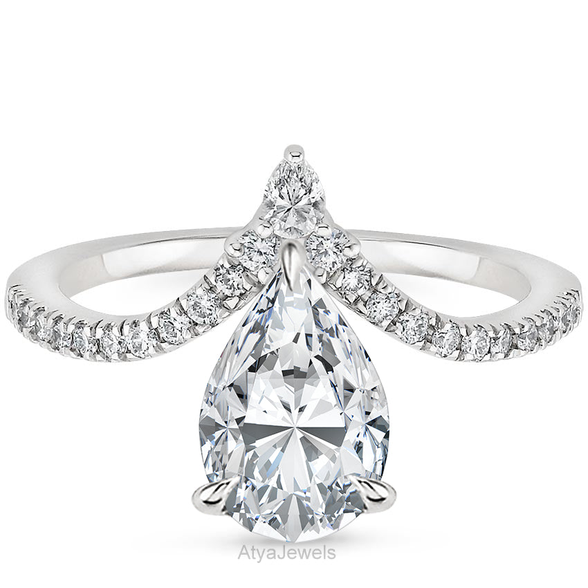 2.00 CT Pear Cut Lab Grown Diamond Engagement Ring
