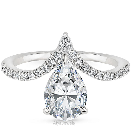 2.00 CT Pear Cut Lab Grown Diamond Engagement Ring