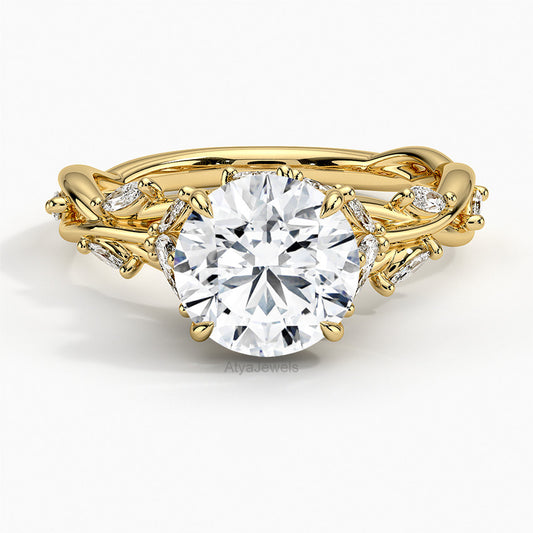 2.00 CT Nature Inspired Round Cut Lab Grown Diamond Ring