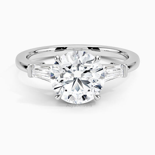 2.50 CT Round Cut Three Stone Lab Grown Diamond Engagement Ring