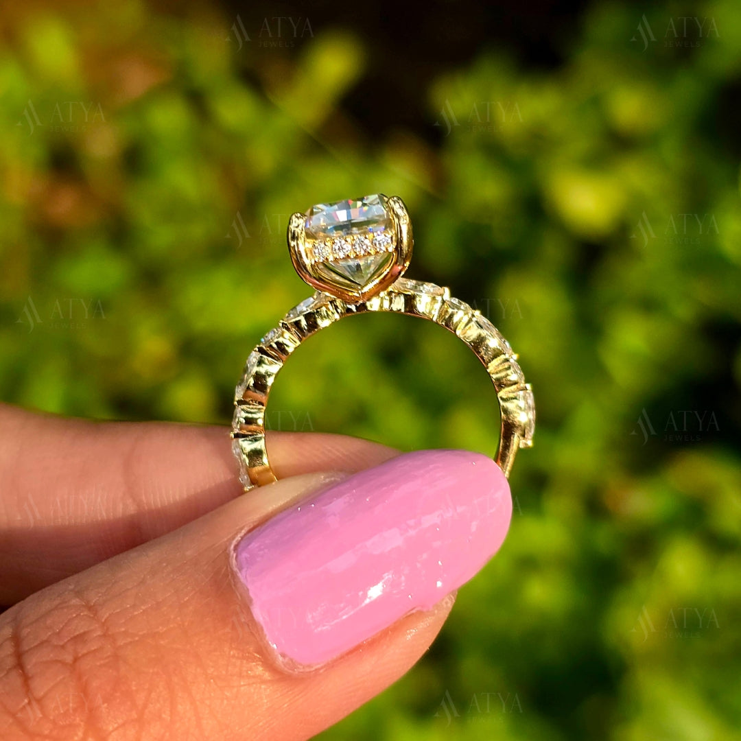 3.50 CT Radiant Cut Moissanite Hidden Halo Engagement Ring Wedding Ring Anniversary Ring For Women