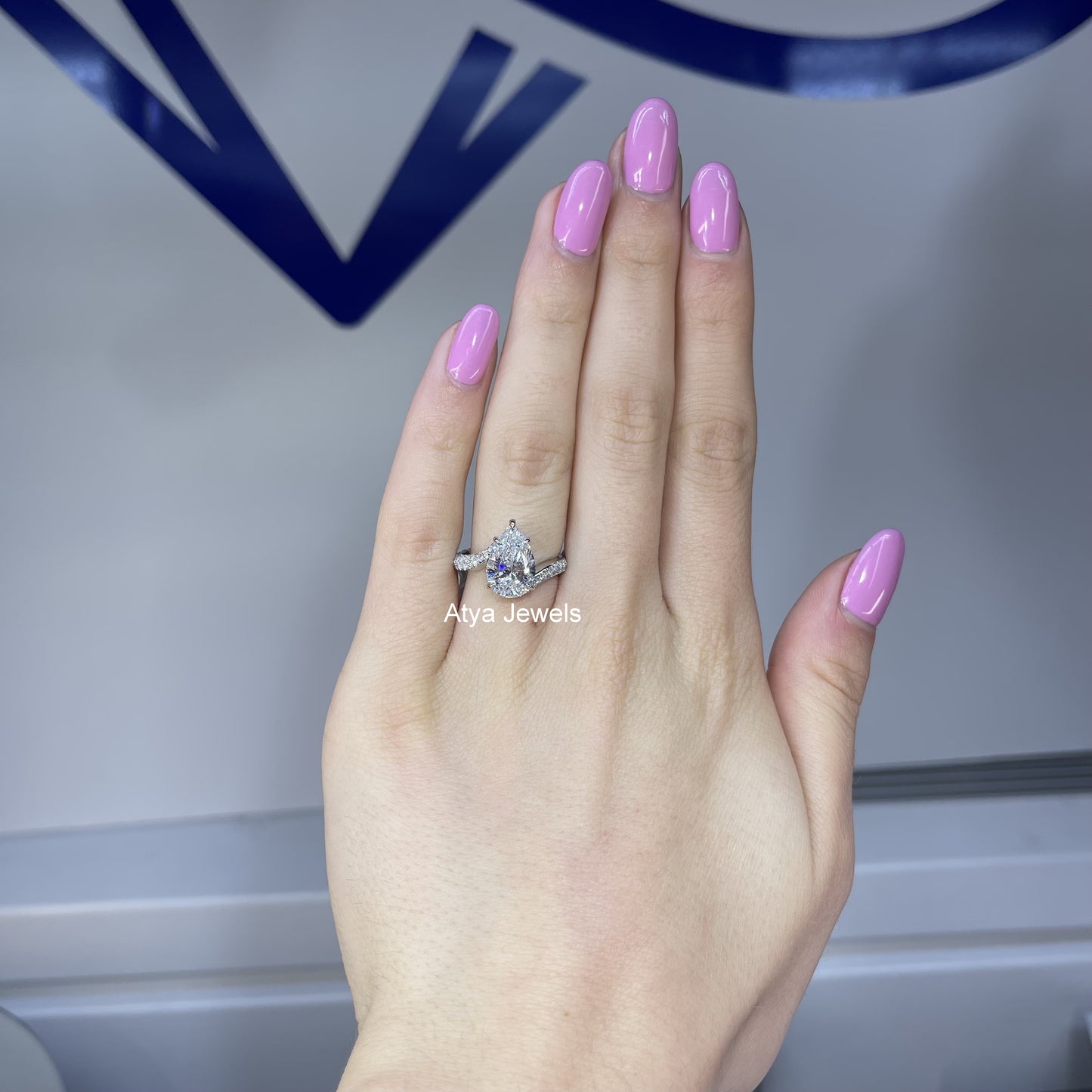 3.00 CT Pear Cut Lab Grown Diamond Engagement Ring