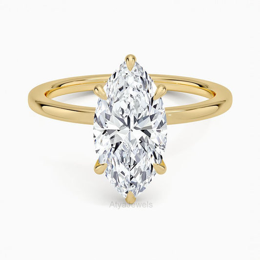 2.50 CT Marquise Solitaire Cut Lab Grown Diamond Engagement Ring