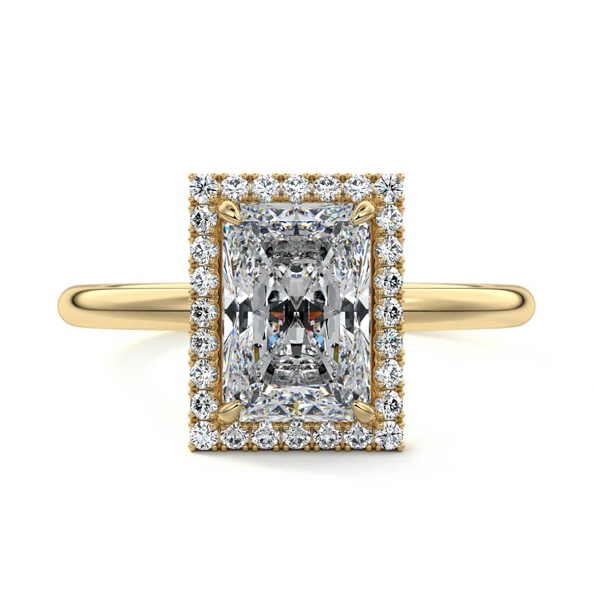 2.50 CT Radiant Cut Lab Created Diamond Solitaire Halo Engagement Ring