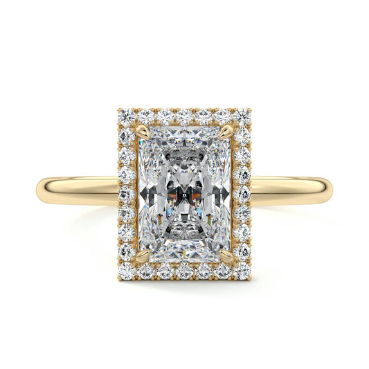 2.50 CT Radiant Cut Lab Created Diamond Solitaire Halo Engagement Ring