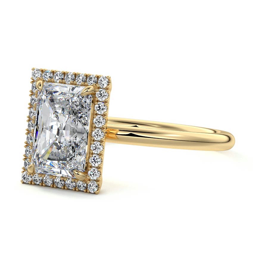 2.50 CT Radiant Cut Lab Created Diamond Solitaire Halo Engagement Ring