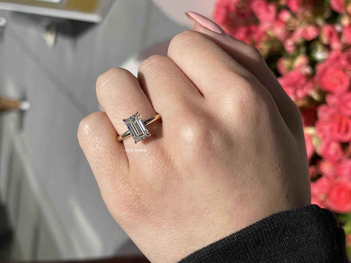 2.50 CT Emerald Cut Lab Grown Diamond Engagement Ring