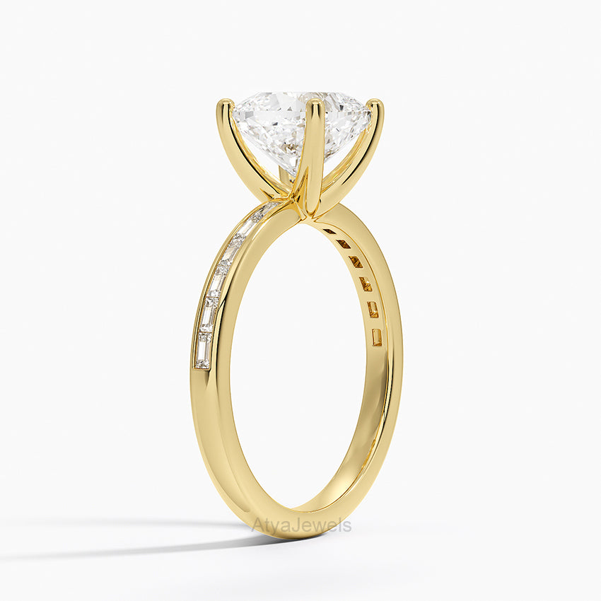 2.50 CT Cushion Cut Lab Grown Diamond Engagement Ring 14K Yellow Gold Ring