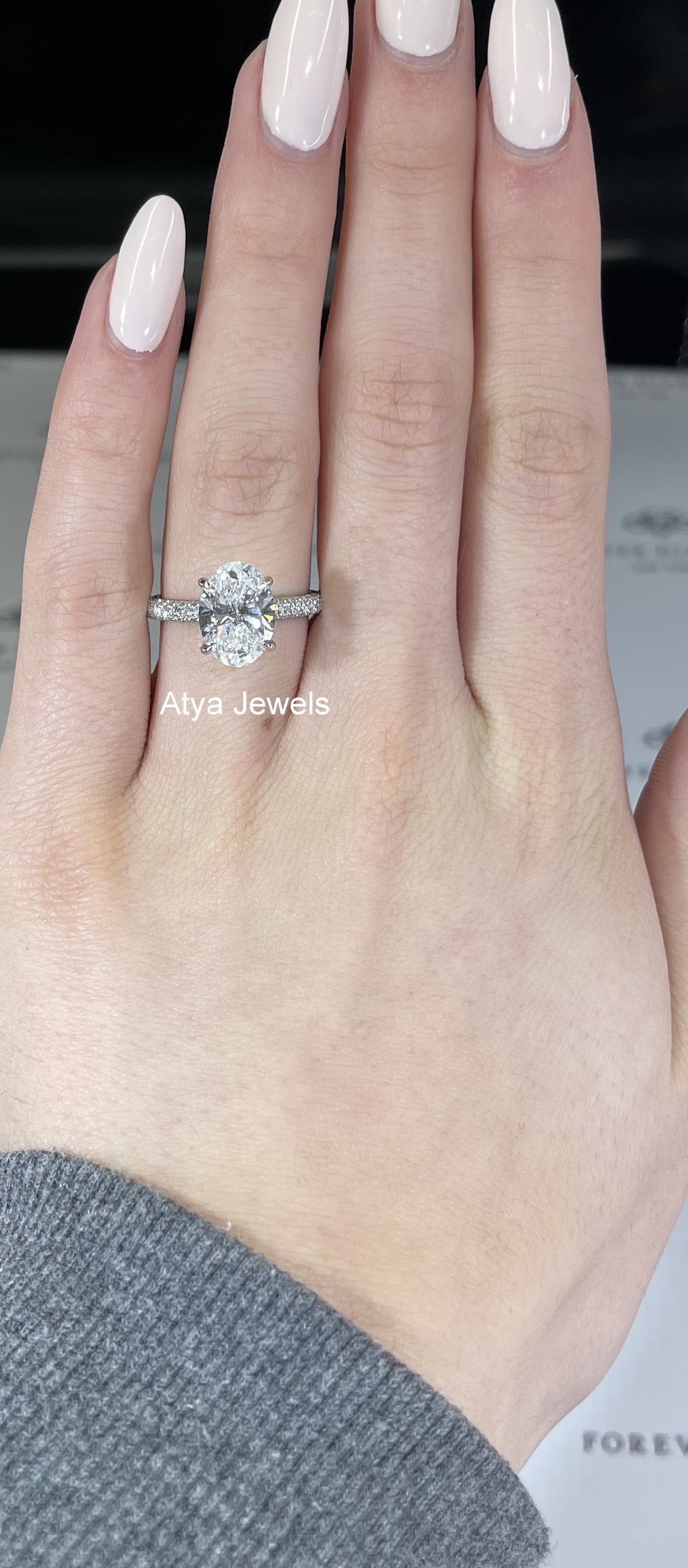 3.00 CT Oval Cut Lab Grown Diamond Engagement Ring