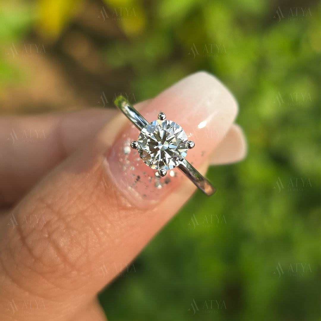 1.50 CT Round Cut Solitaire Engagement Ring Simple Proposel Ring Minimalist Ring For Gift