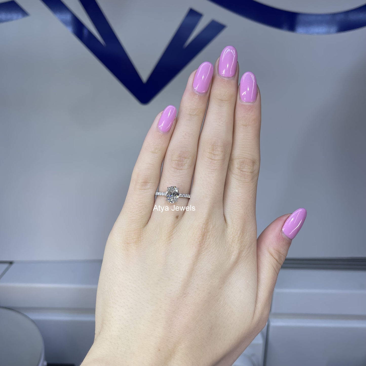 1.50 CT Oval Cut Lab Grown Diamond Halo Engagement Ring