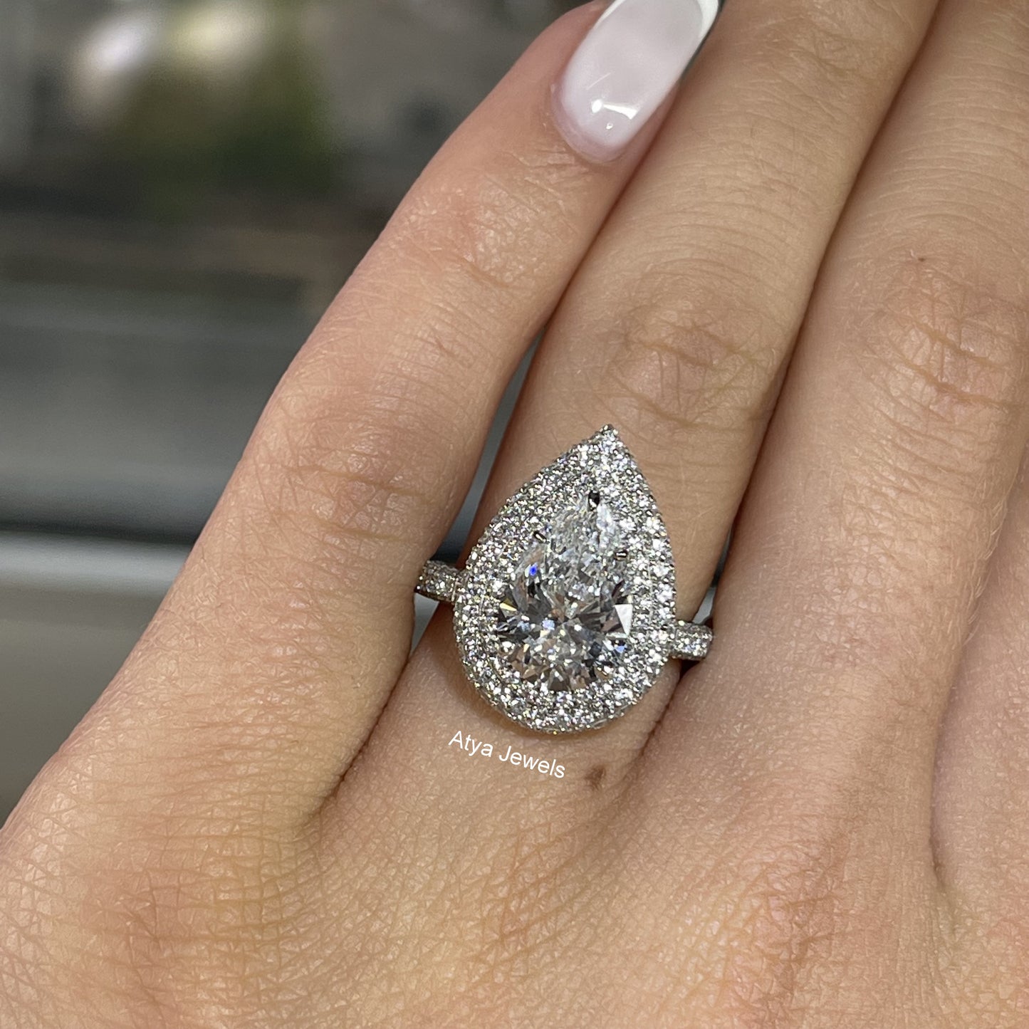 3.00 CT Pear Cut Lab Grown Diamond Engagement Ring