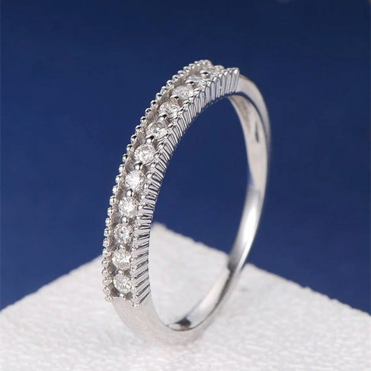 0.15 TCW Round Brilliant Cut Channel Set Half Eternity Wedding Band