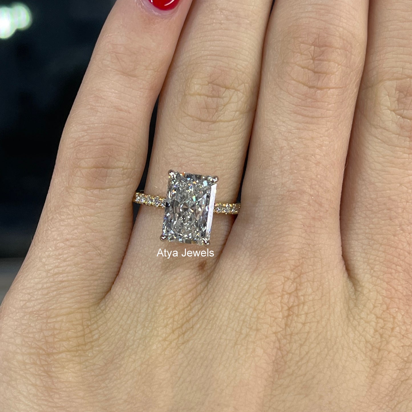 2.50 CT Radiant Cut Lab Grown Diamond Engagement Ring