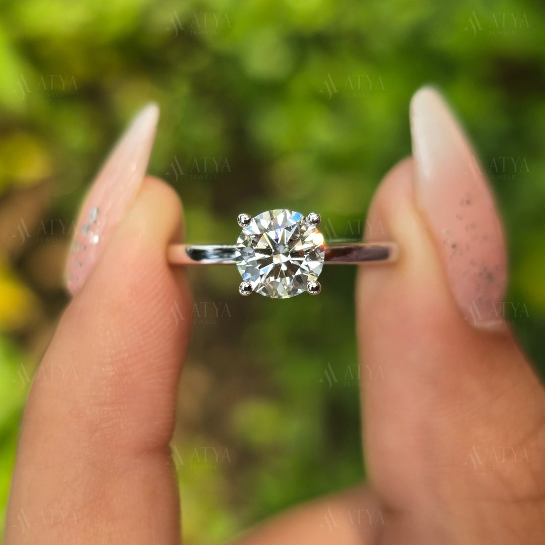 1.50 CT Round Cut Solitaire Engagement Ring Simple Proposel Ring Minimalist Ring For Gift