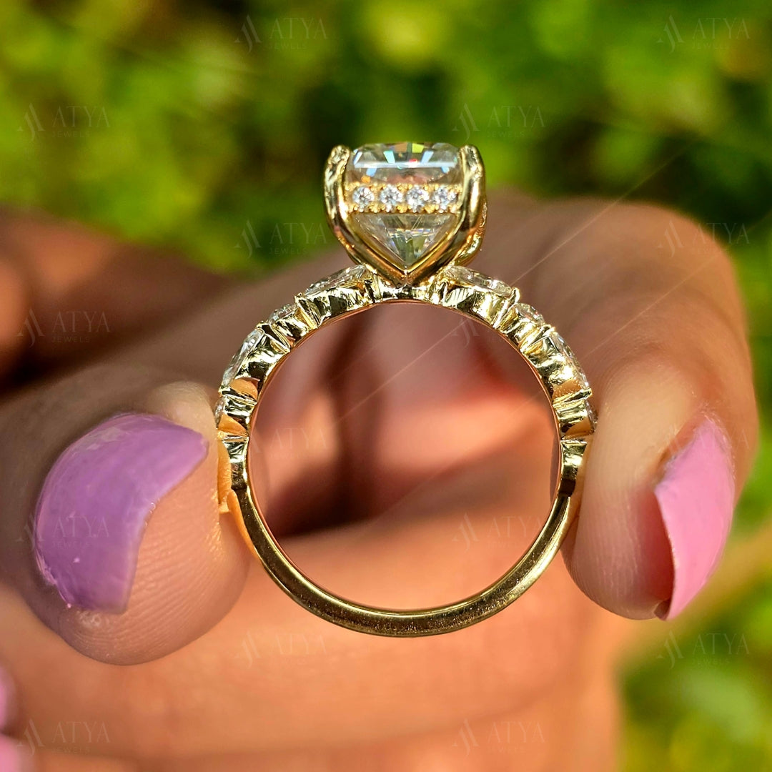 3.50 CT Radiant Cut Moissanite Hidden Halo Engagement Ring Wedding Ring Anniversary Ring For Women