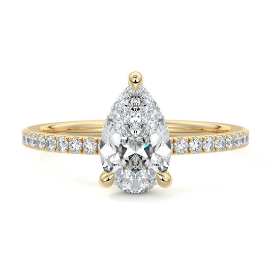 2.00 CT Pear Cut Lab Diamond Solitaire Engagement Ring