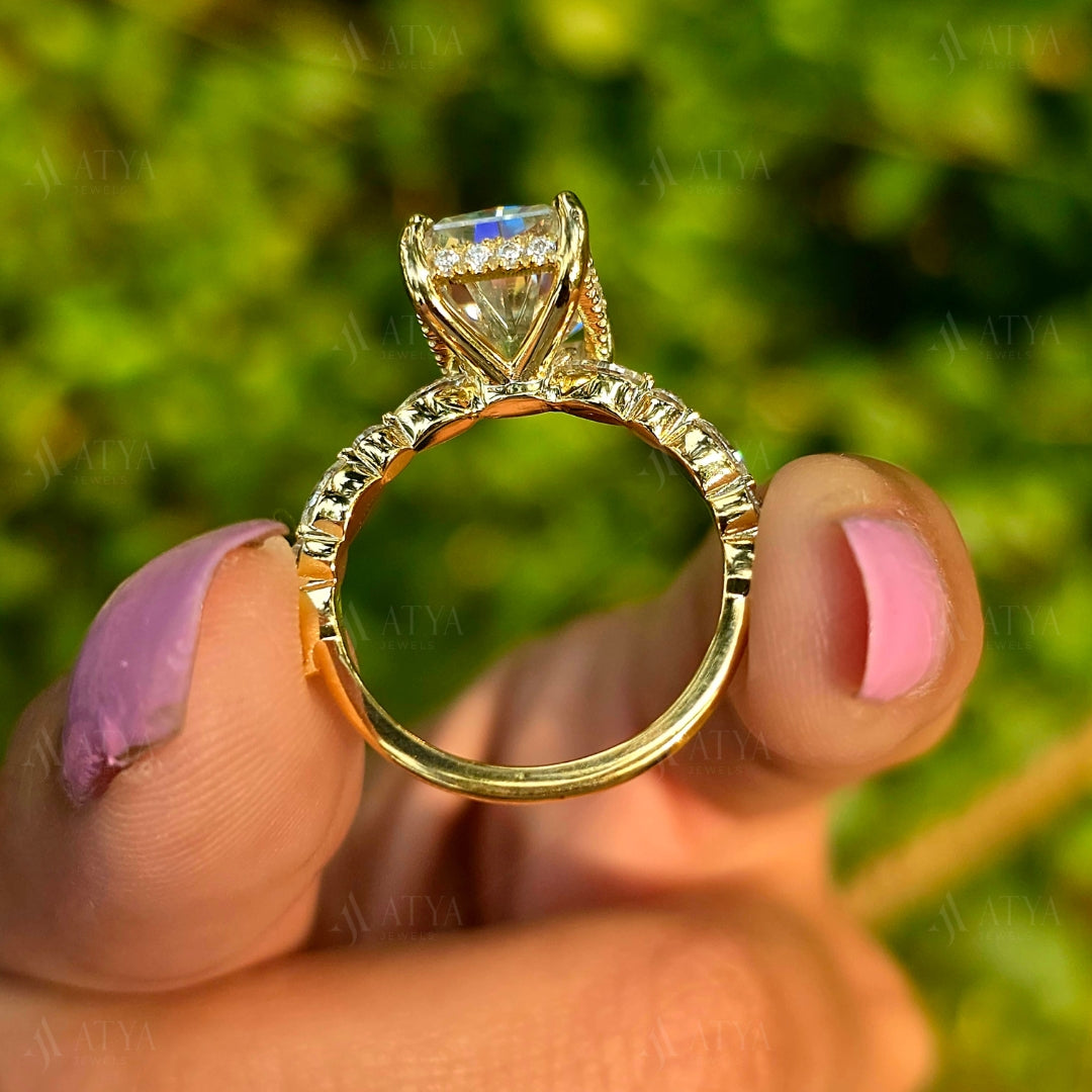 3.50 CT Radiant Cut Moissanite Hidden Halo Engagement Ring Wedding Ring Anniversary Ring For Women