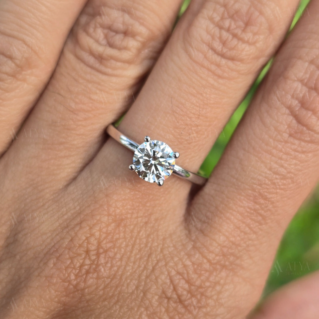 1.50 CT Round Cut Solitaire Engagement Ring Simple Proposel Ring Minimalist Ring For Gift