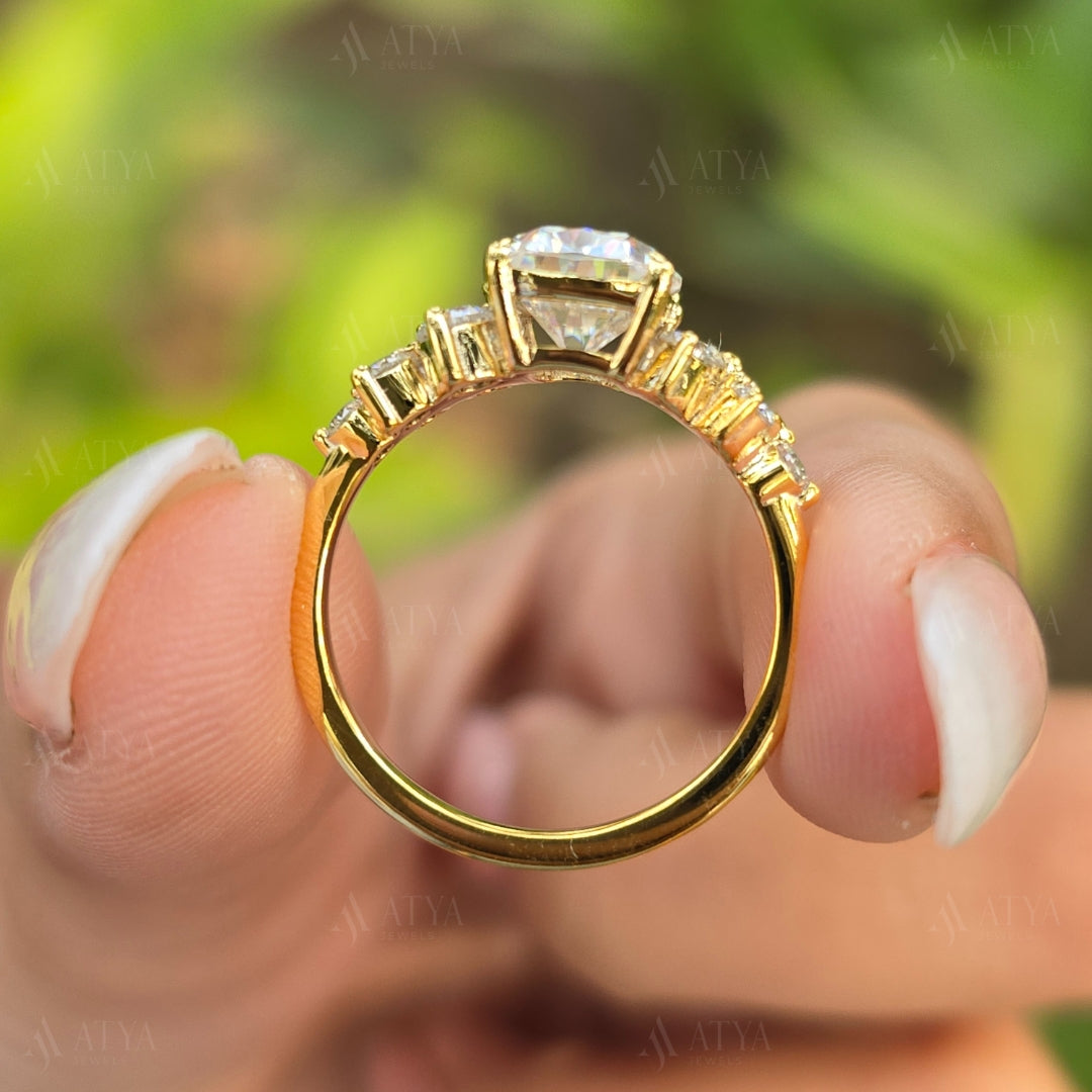 3.00 CT Elongated Cushion Cut Moissanite Engagement Ring Cluster Ring Gift For Her