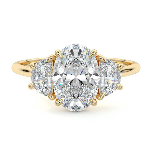 4 CT Oval Cut Three Stone Lab Grown Diamond Engagement Ring