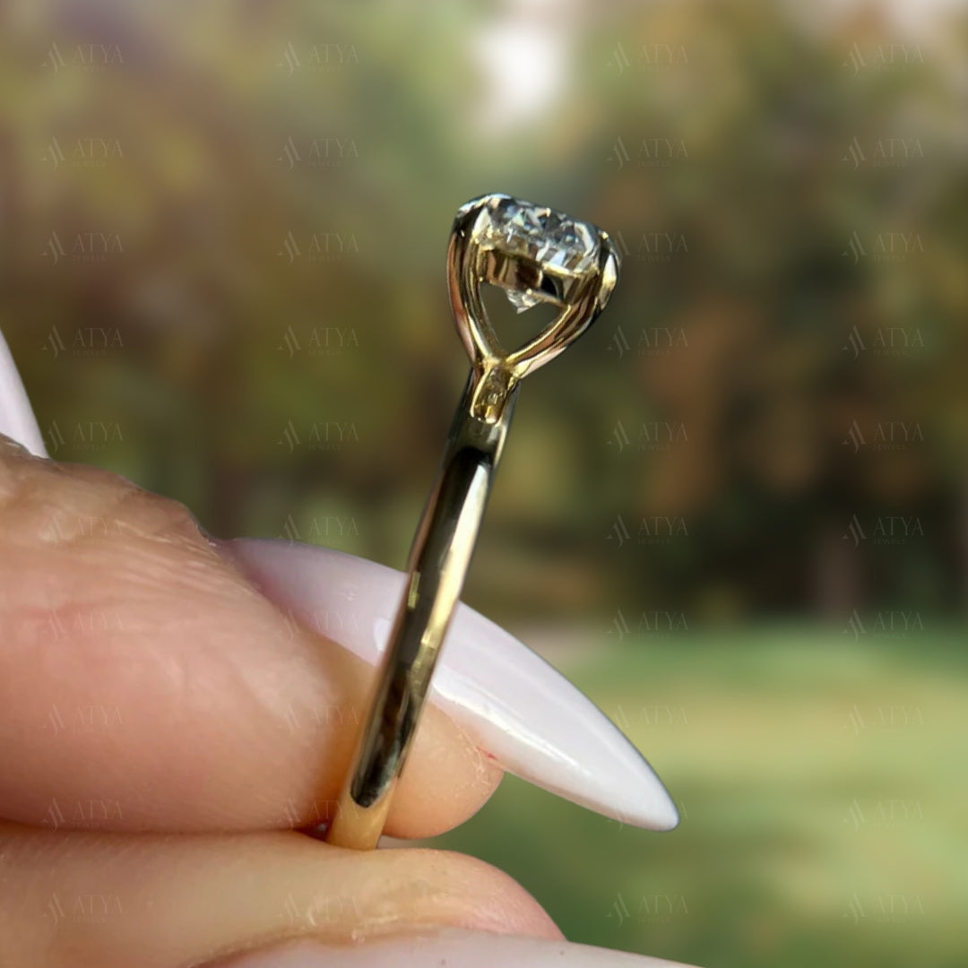 Unique 2.50 CT Oval Cut East-West IGI Certified Lab Grown Diamond Solitaire Claw Prong Engagement Ring