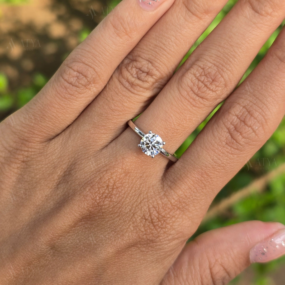 1.50 CT Round Cut Solitaire Engagement Ring Simple Proposel Ring Minimalist Ring For Gift