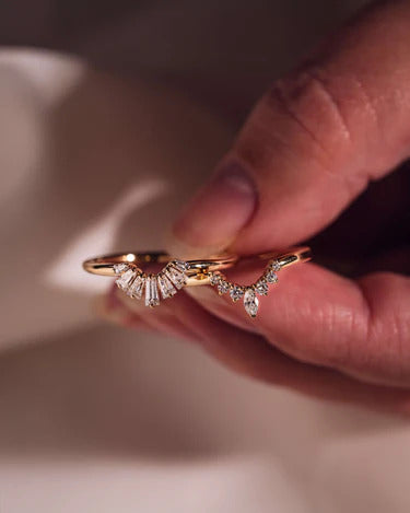 Marquise Cut Curved Wedding Band Lab Diamond Unique Eternity Band