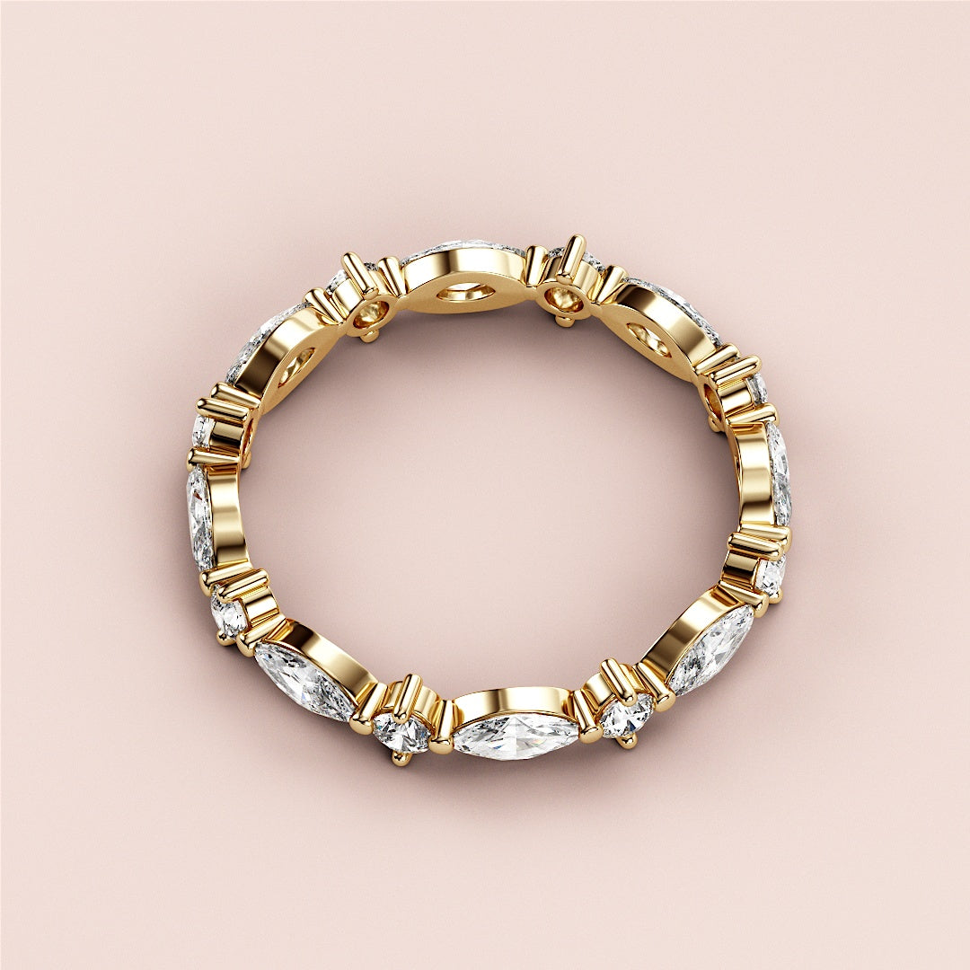 Marquise & Round Cut Lab Grown Diamond Band Anniversary Gift For Women