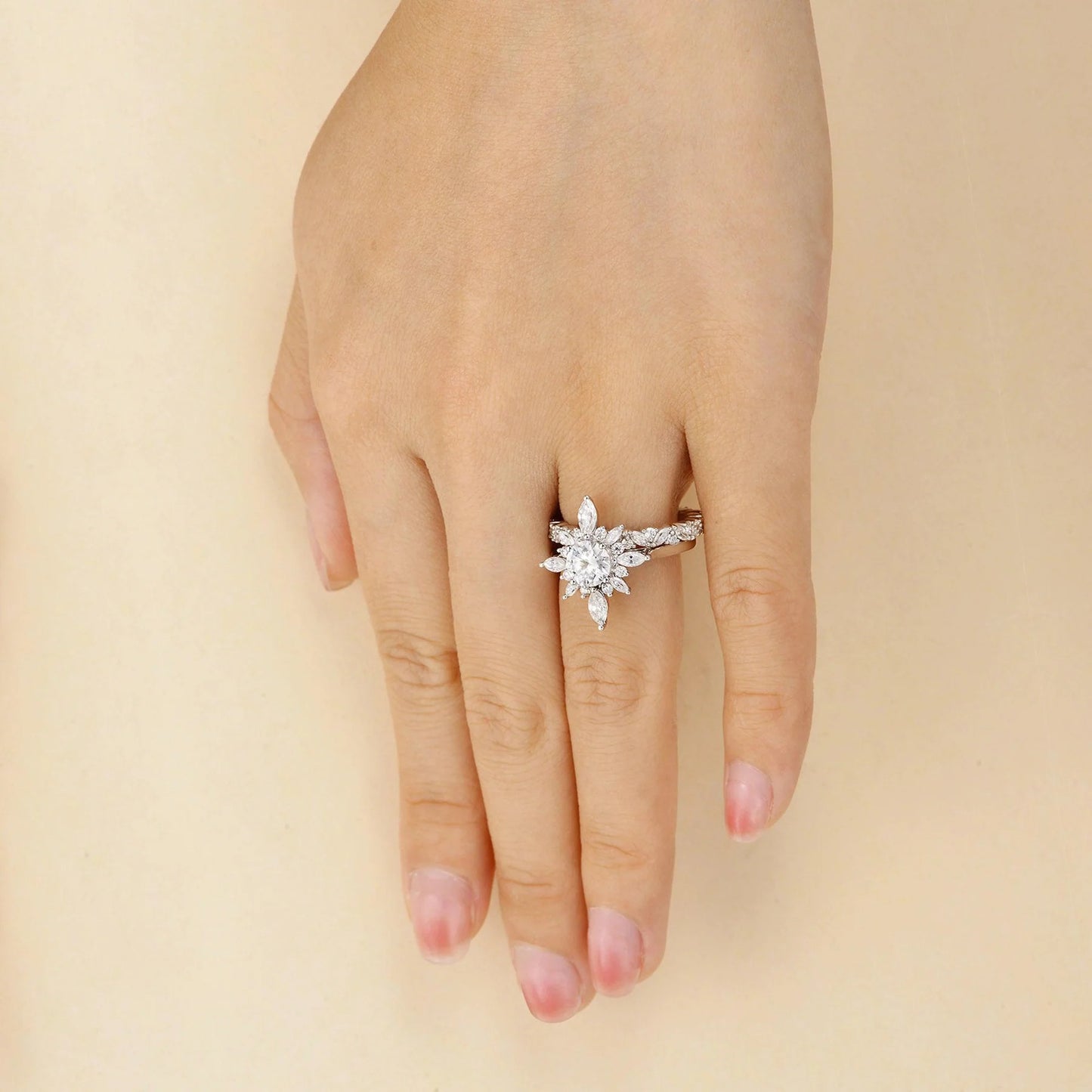 1.50 CT Round Cut Moissanite Wedding Bridal Ring Set