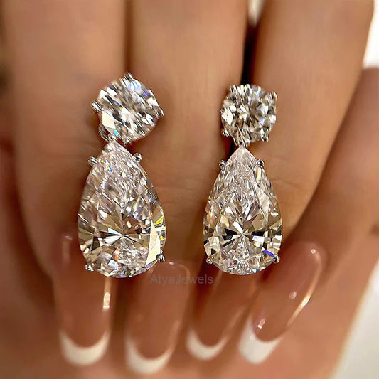 5.00 TCW Pear Cut Moissantie Diamond Stud For Her