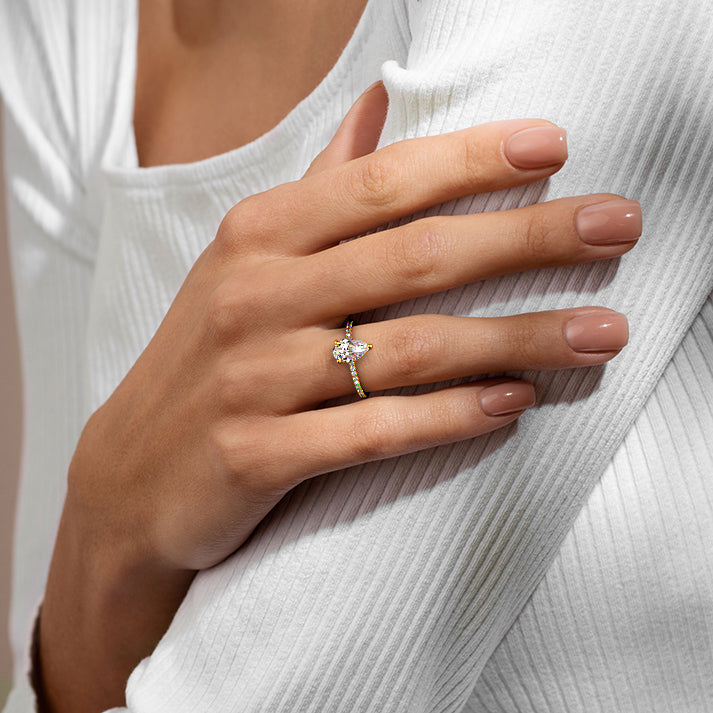 2.00 CT Pear Cut Lab Diamond Solitaire Engagement Ring