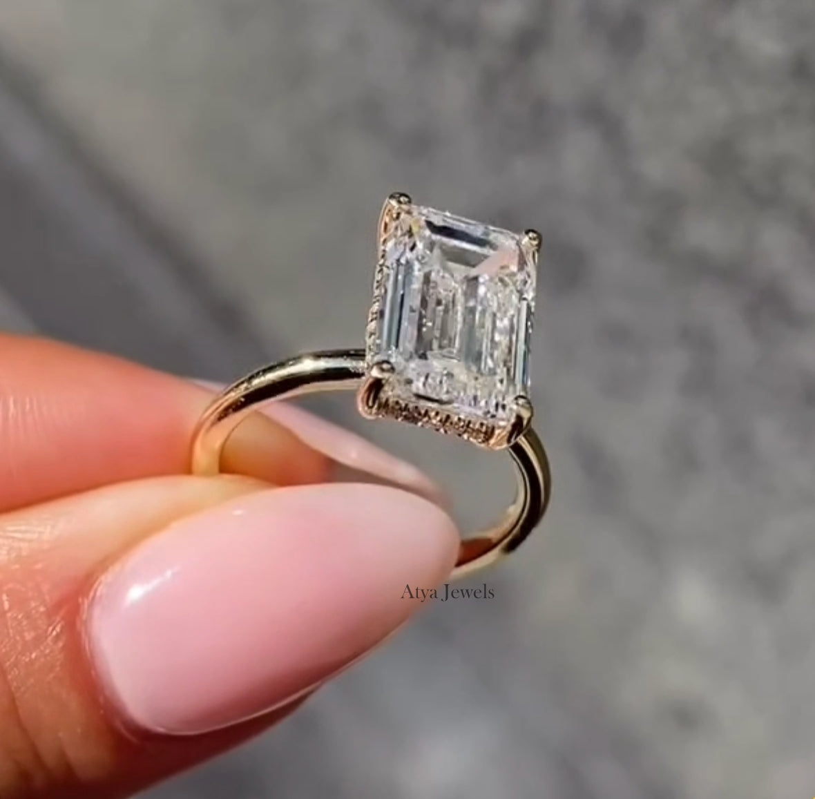 4.00 CT Emerald Cut Moissanite Engagement Ring