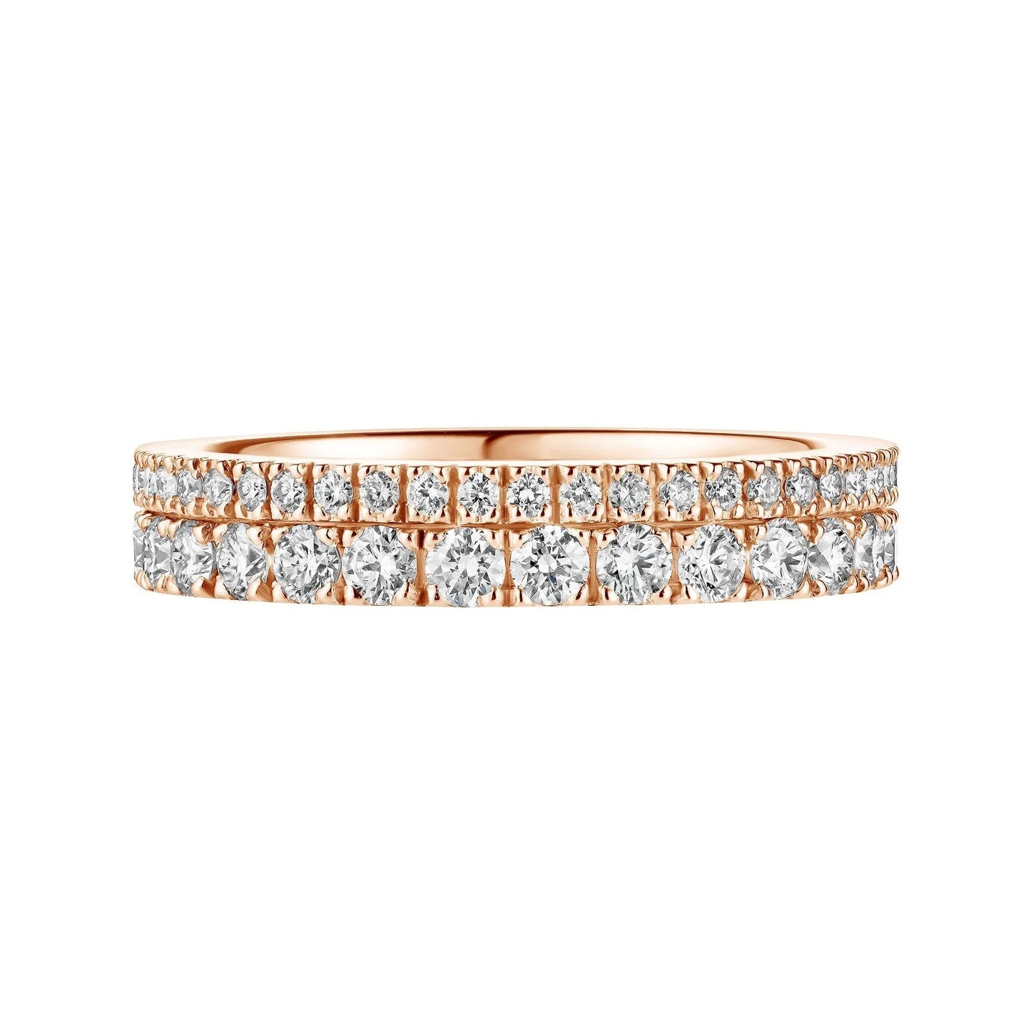 1.30 TCW Round Shaped Moissanite Double Row Wedding Band