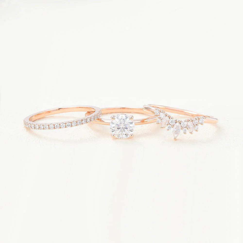 2.00 CT Round Cut Moissanite Bridal Wedding Ring Set