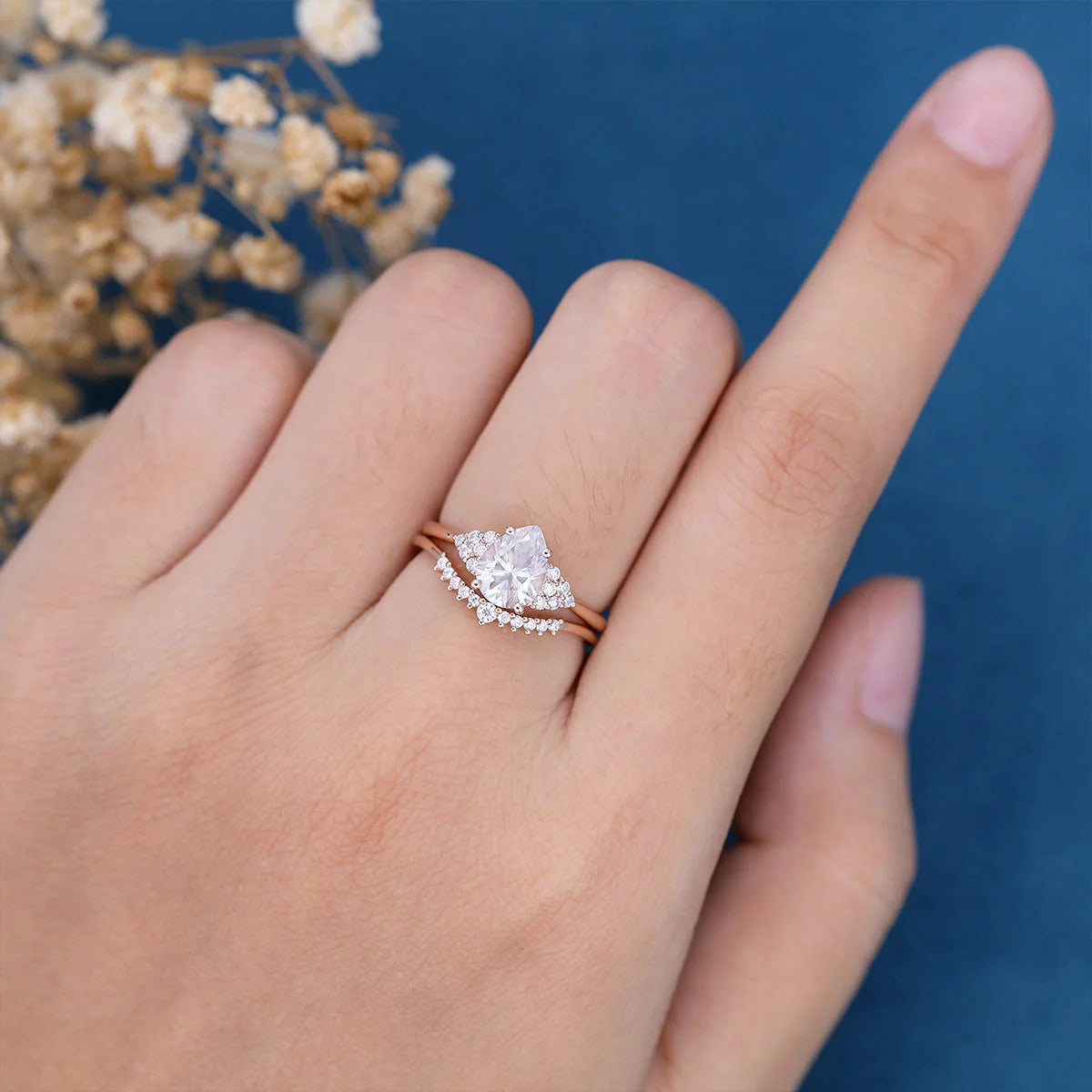 2.00 CT Pear Cut Moissanite Wedding Bridal Ring Set