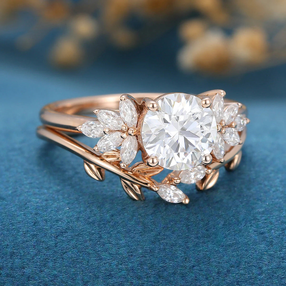 2.50 CT Round Cut Moissanite Wedding Bridal Ring Set