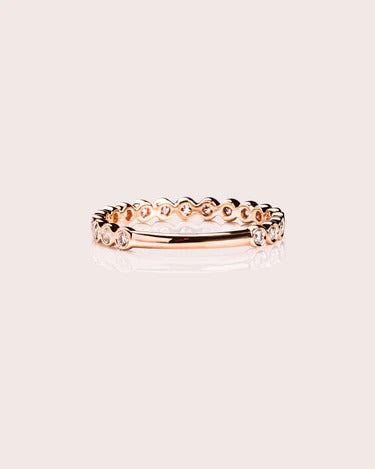 Bezel Set Round Brilliant Cut Lab Grown Diamond Art Deco Wedding Band