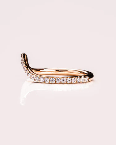 V Shape Unique Matching Band Gold Lab Diamond Engagement Wedding Band