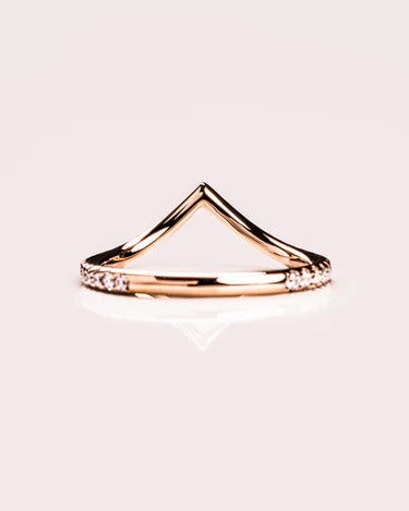 V Shape Unique Matching Band Gold Lab Diamond Engagement Wedding Band