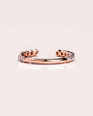 Rose Gold Wedding Band Solitaire Ring Matching Band Gift For Her
